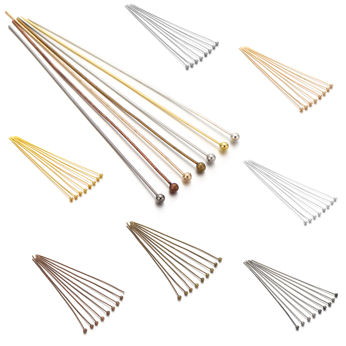 Jewelry Making Equipment - 100/200pcs Copper Ball Head Pins Gold