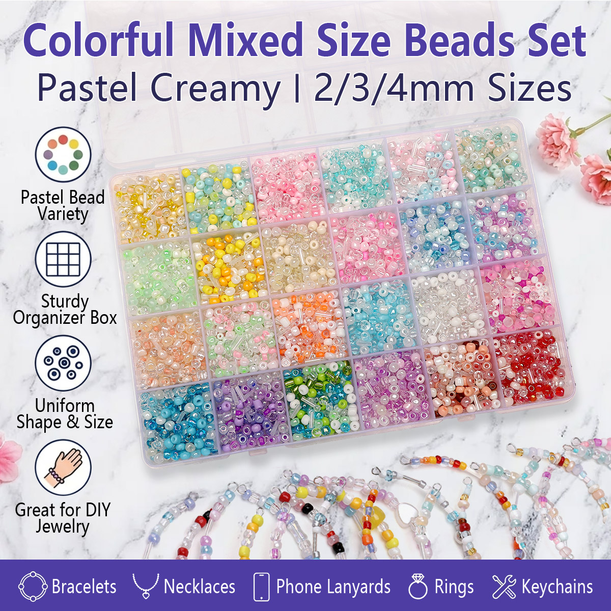 24 Grid Mixed Size Glass Seed  - Jewelry Making Degree recension och pris